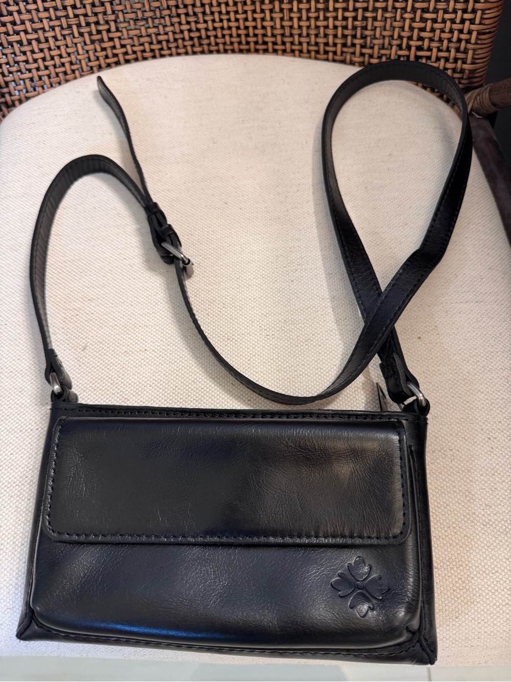Patricia Nash Black Leather Mini Crossbody Bag